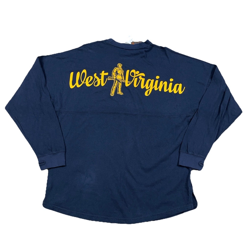 West Virginia Mountaineers Shirt Women Small Navy Blue Tee WVU Spirit Jersey Top